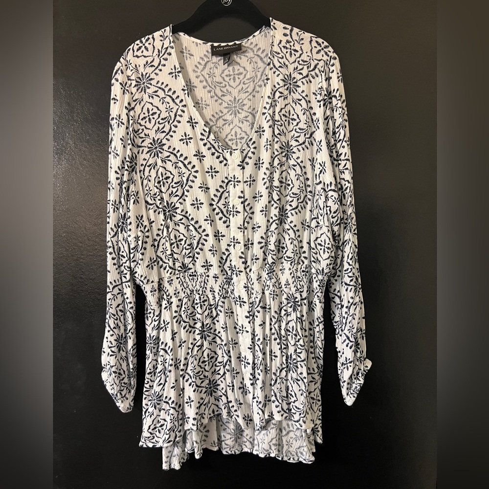 Lane Bryant Blue and White Lightweight Tunic